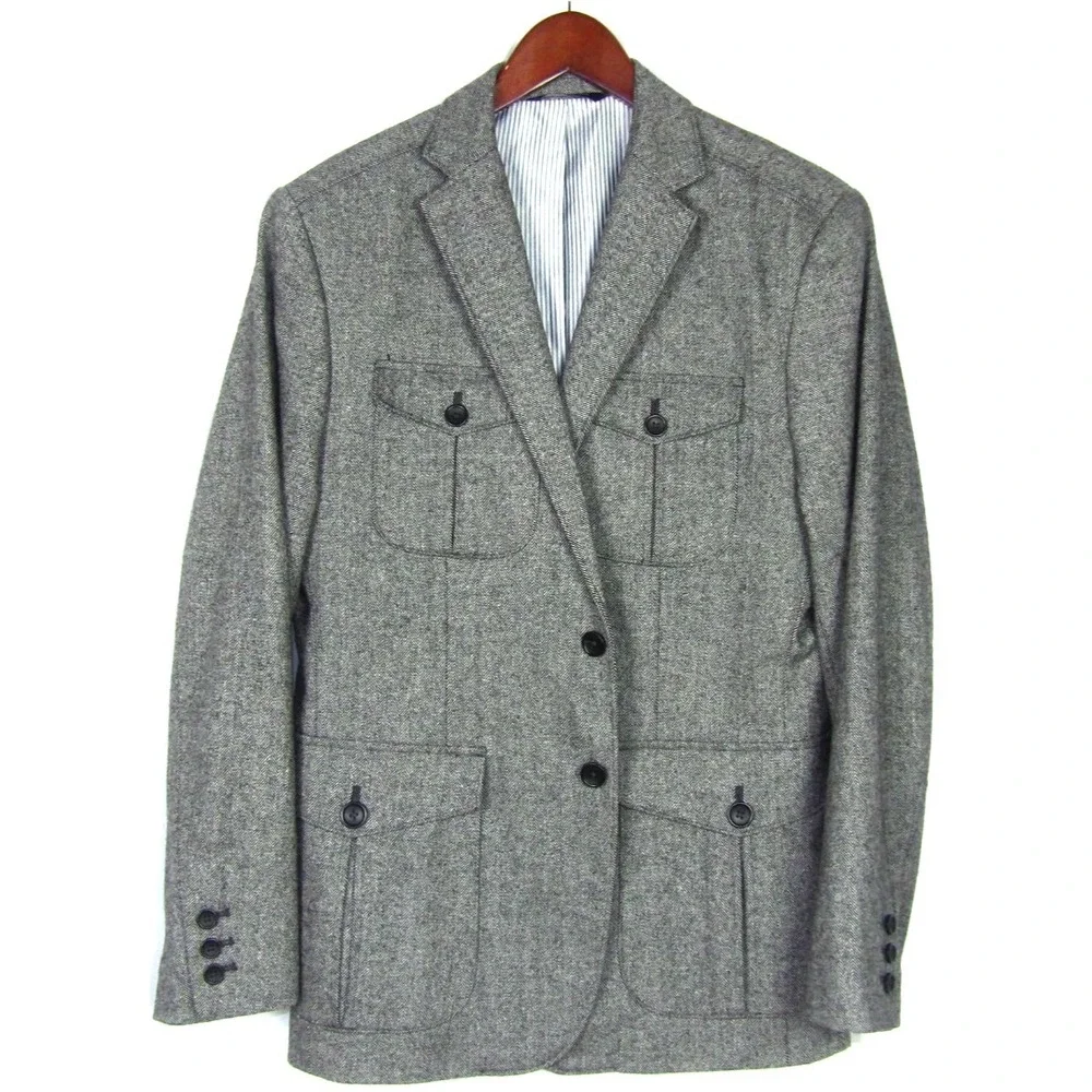 Banana Republic Tailored  Gray Herringbone 2 Button Wool Blend Blazer Men's‎ 38R